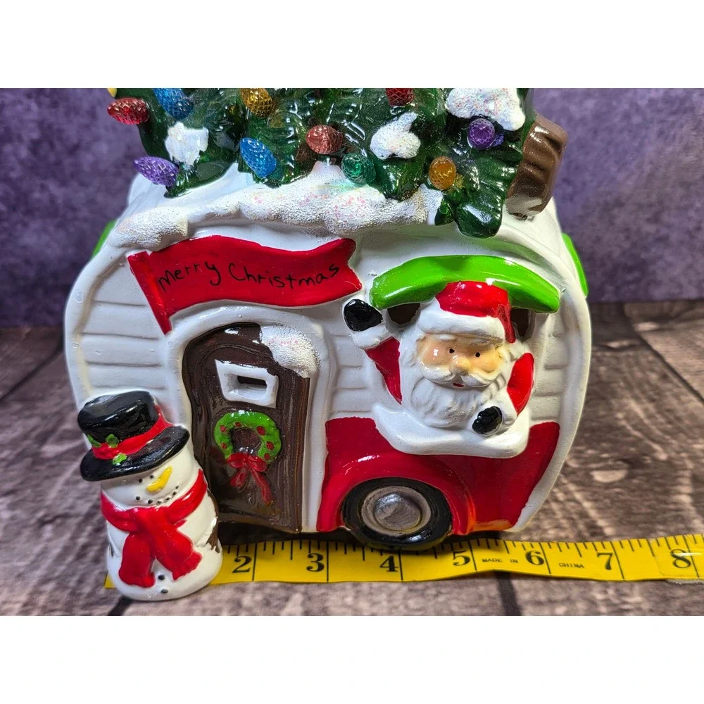 Christmas Camper LED Light Up Ceramic Decor Santa Snowman Tree Retro Trailer 8in